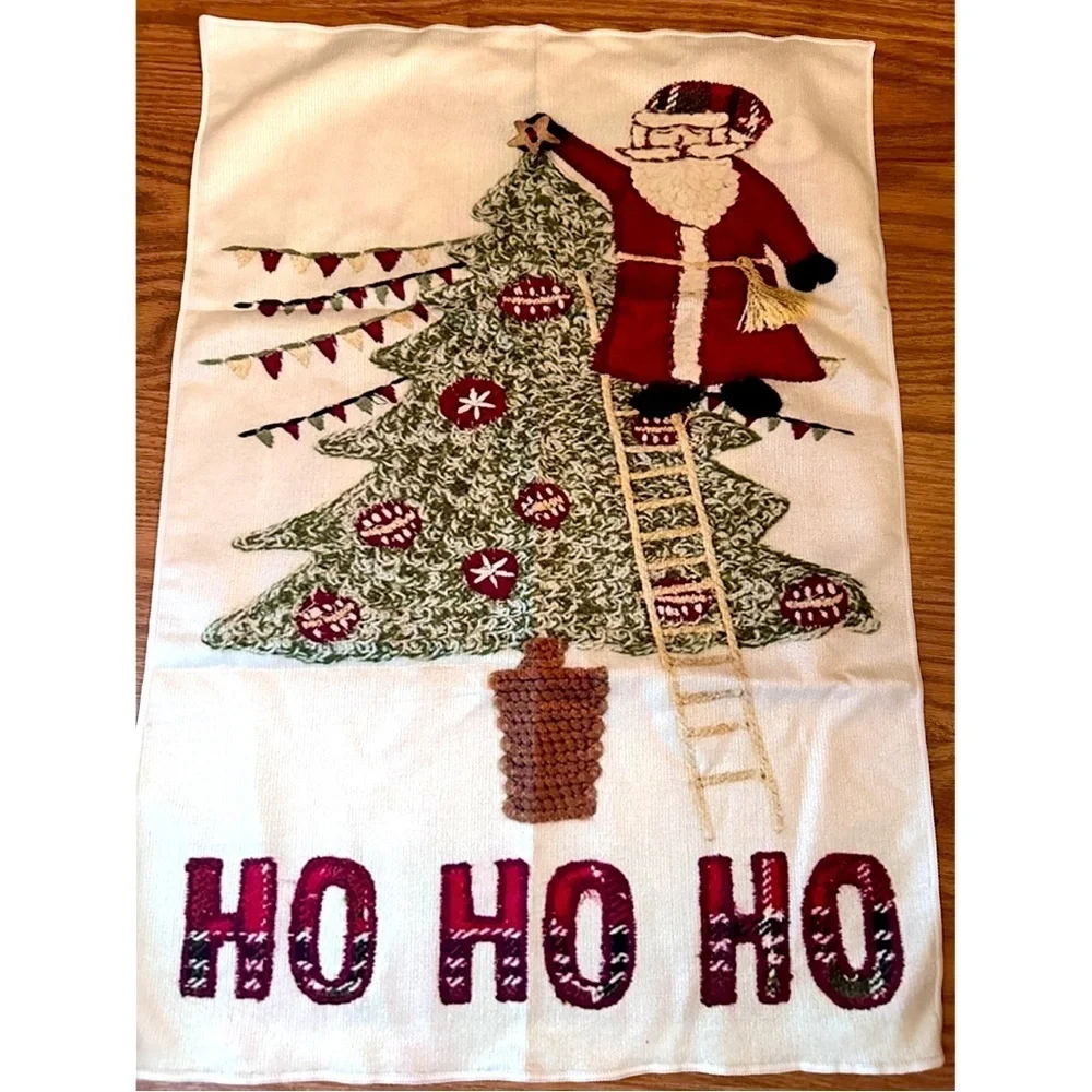 A Pair of Two Large Santa Ho Ho Ho Christmas Kitchen Towels